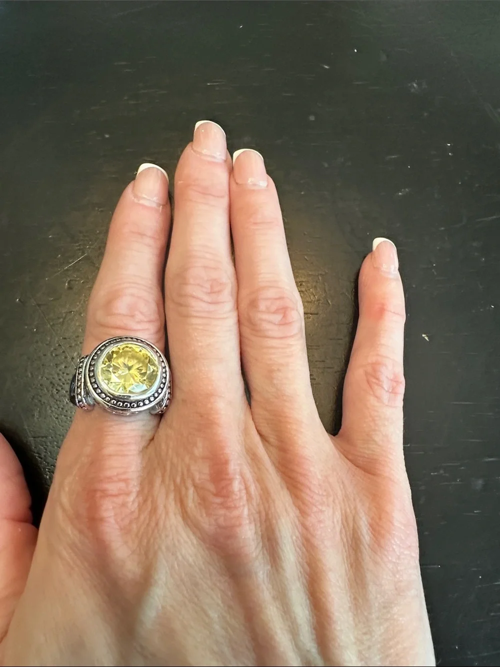 Premier Design “Lemon Luxe” (Vintage) Large Yellow Crystal Statement Ring-size 7